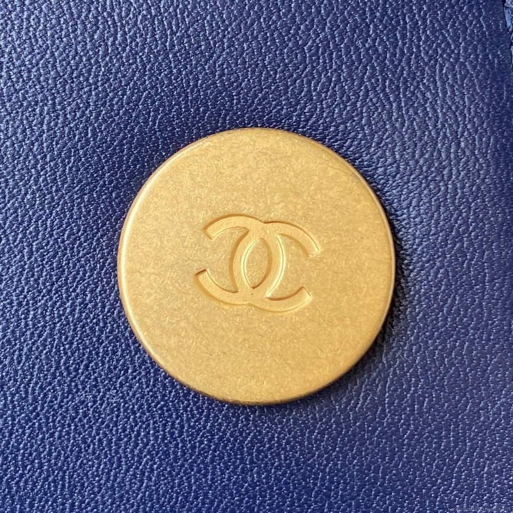 Chanel AS2638 Mini Flap Bag Calfskin Gold Tone Metal Blue