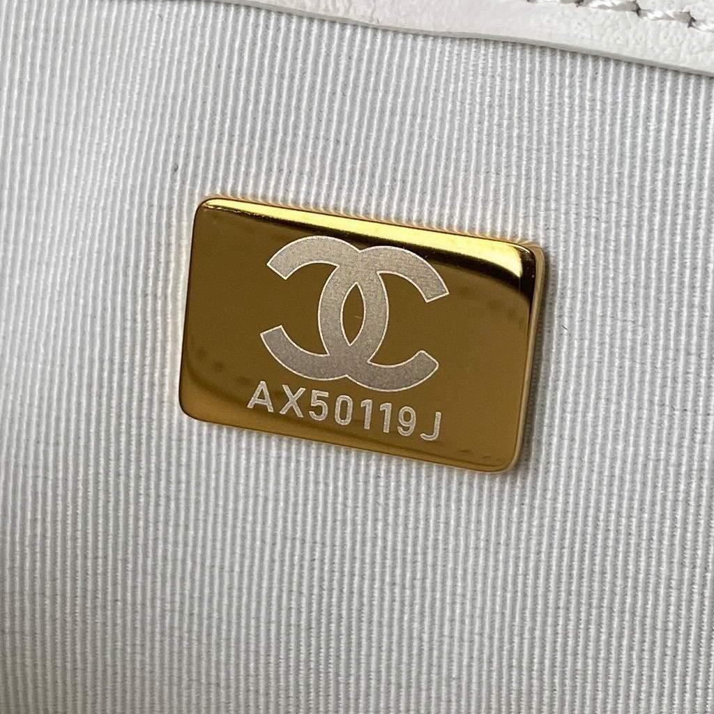 Chanel AS2638 Mini Flap Bag Calfskin Gold Tone Metal White