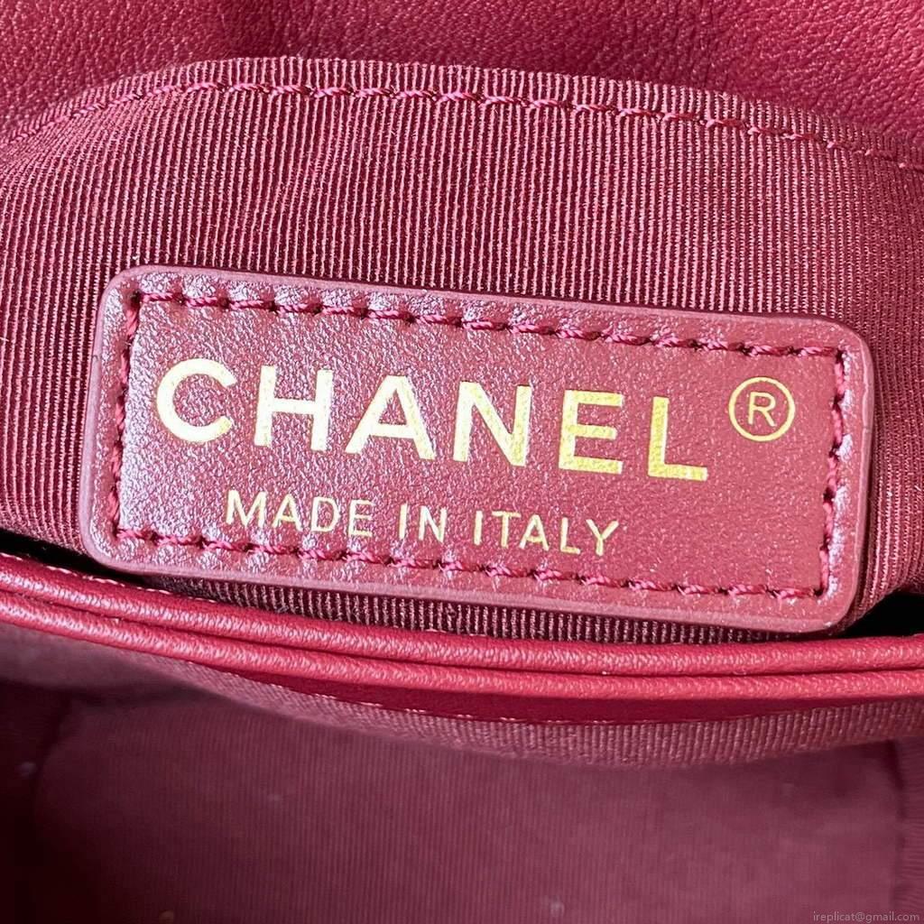 Chanel AS2638 Mini Flap Bag Calfskin Gold Tone Metal Wine Red