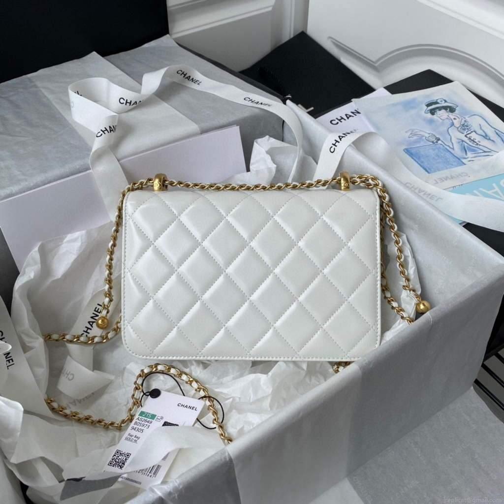 Chanel AS2649 Small Flap Bag Calfskin White