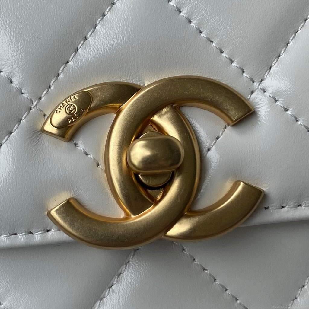 Chanel AS2649 Small Flap Bag Calfskin White