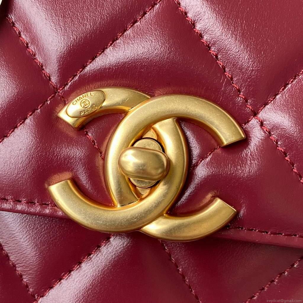 Chanel AS2649 Small Flap Bag Calfskin Wine Red