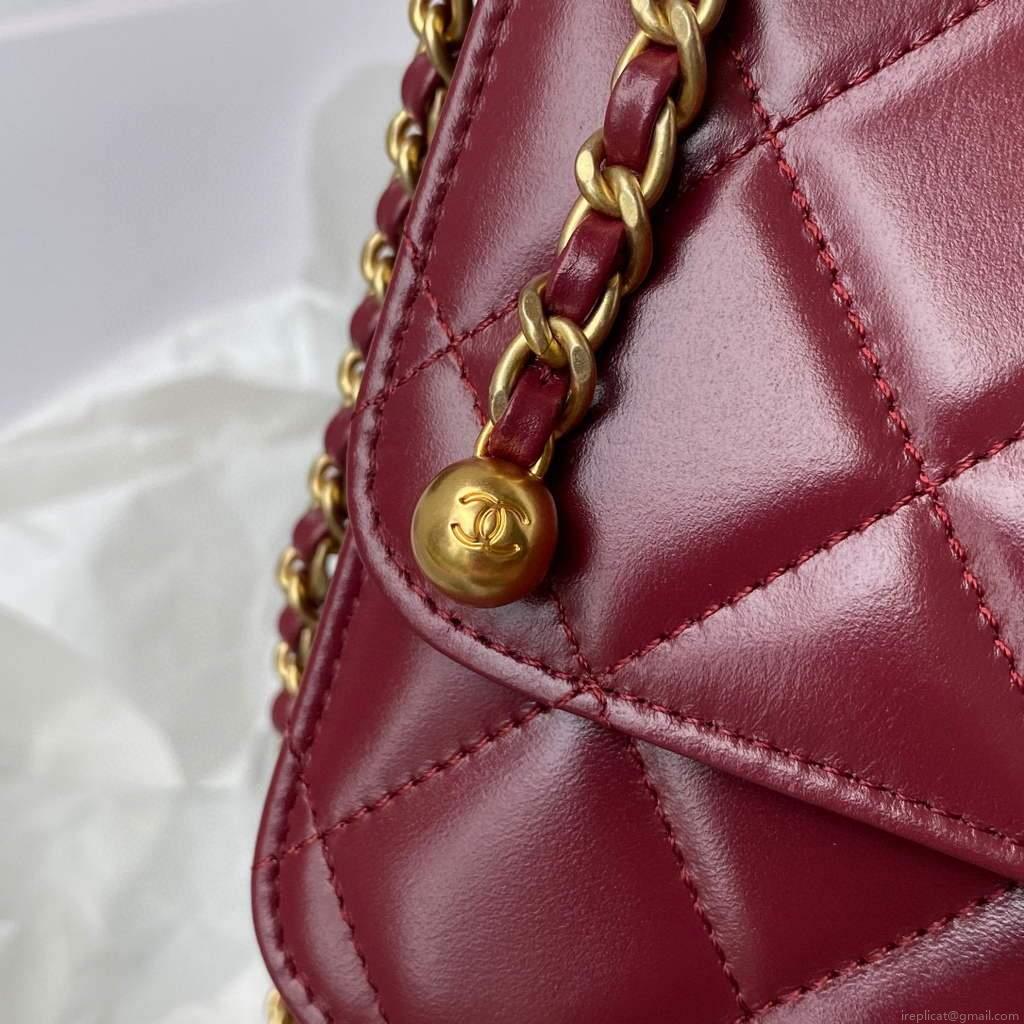 Chanel AS2649 Small Flap Bag Calfskin Wine Red