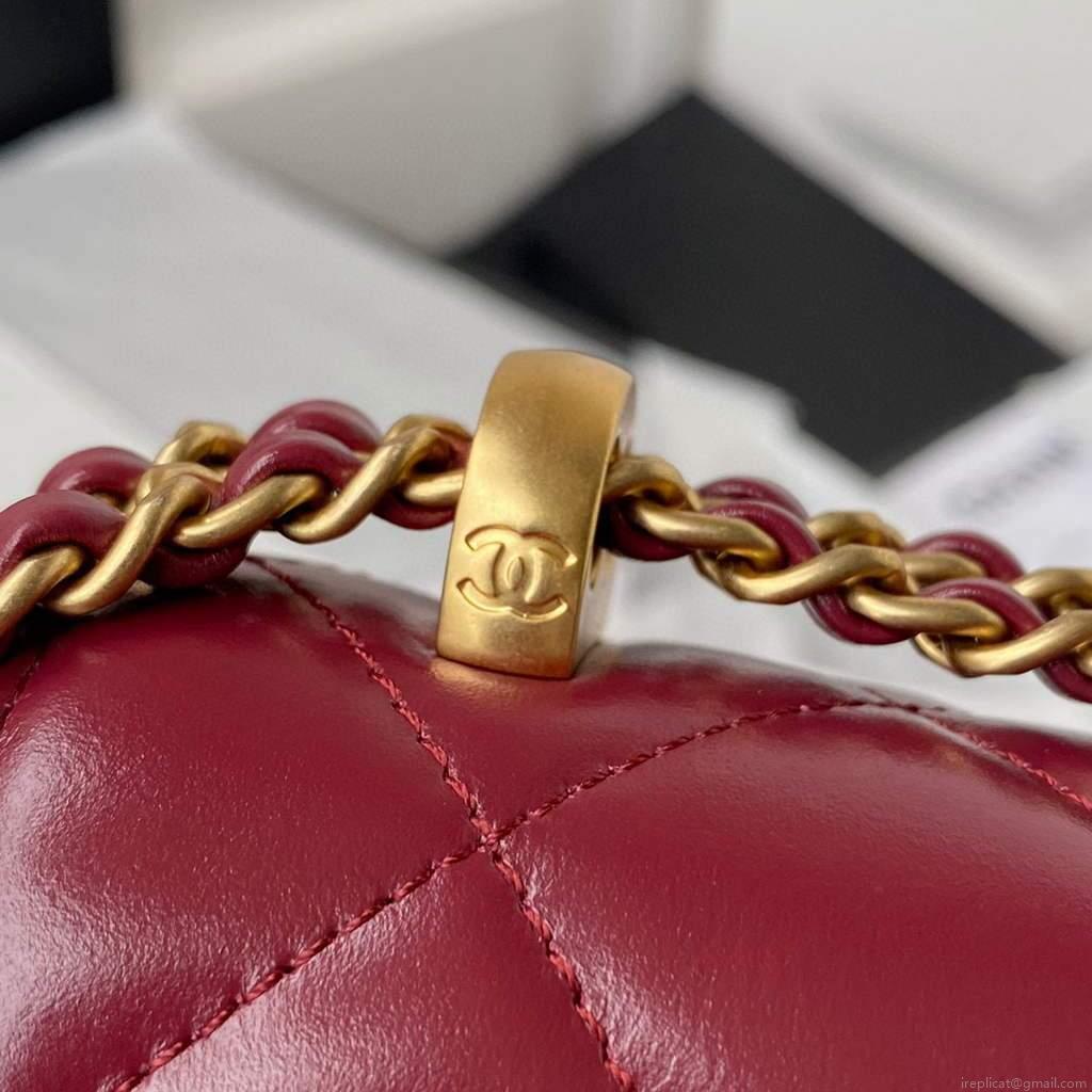 Chanel AS2649 Small Flap Bag Calfskin Wine Red