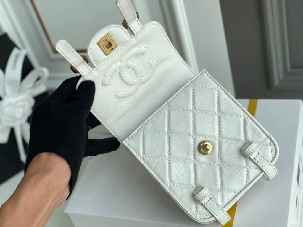 Chanel AS2695 Mini Flap Bag Calfskin White