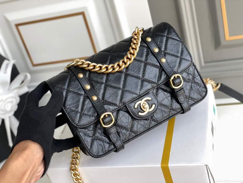 Chanel AS2696 Flap Bag Calfskin Black