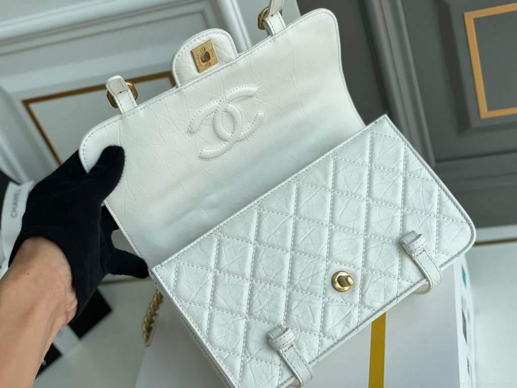 Chanel AS2696 Flap Bag Calfskin White