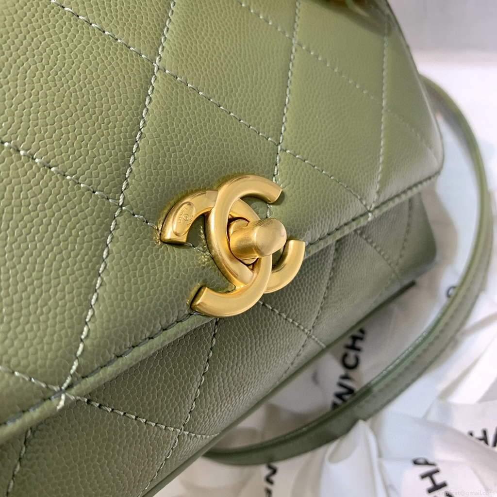 Chanel AS2711 Golden Chain Mini Flap Should Bag Green
