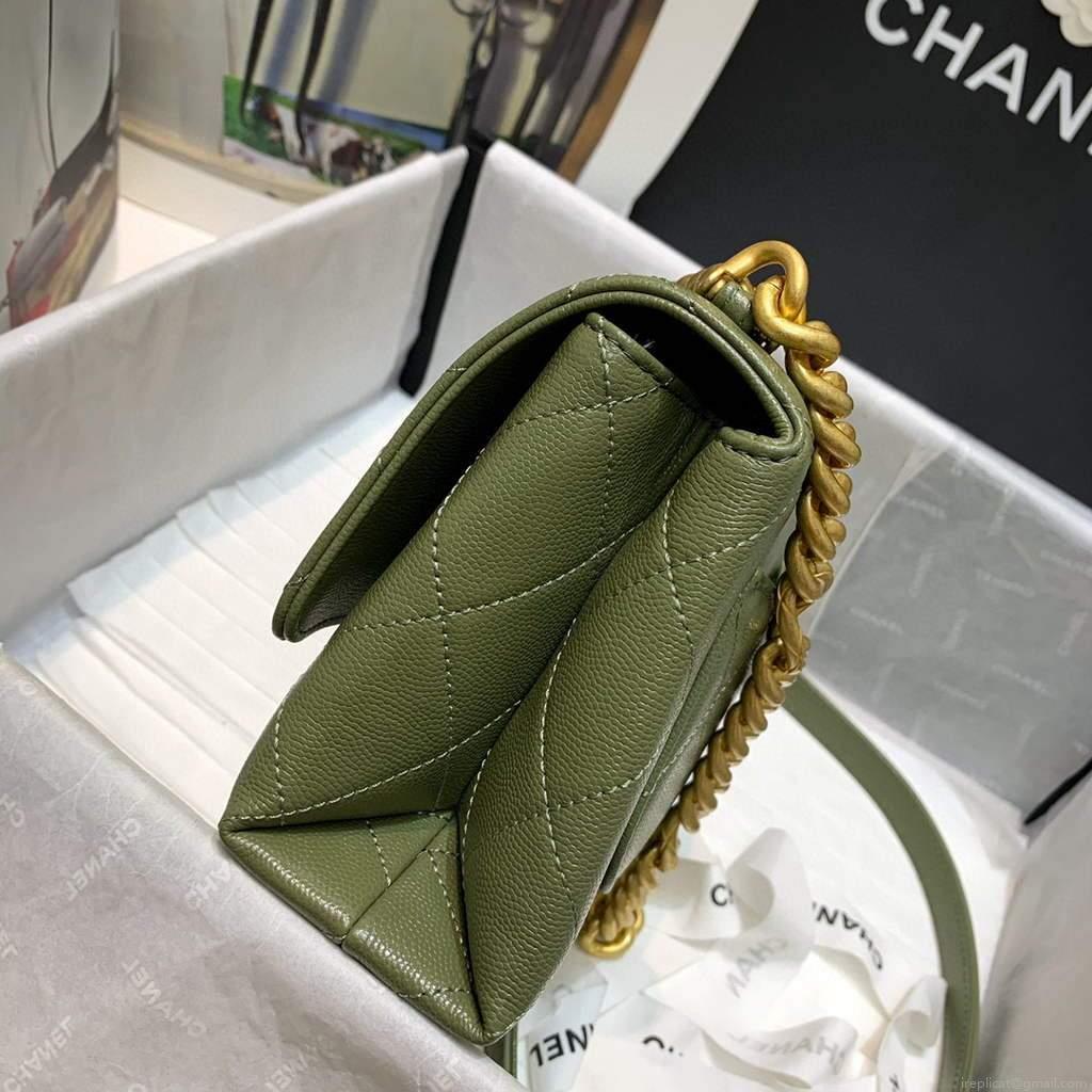 Chanel AS2711 Golden Chain Mini Flap Should Bag Green
