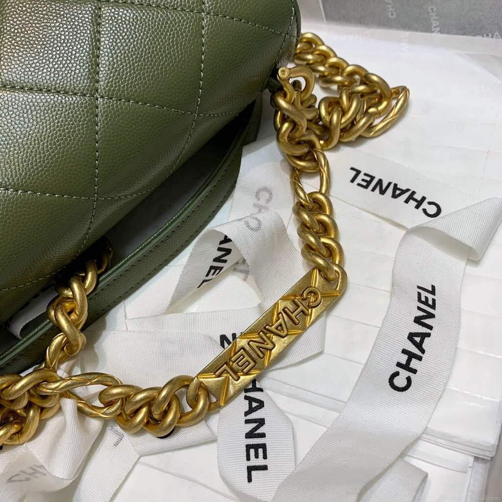 Chanel AS2711 Golden Chain Mini Flap Should Bag Green