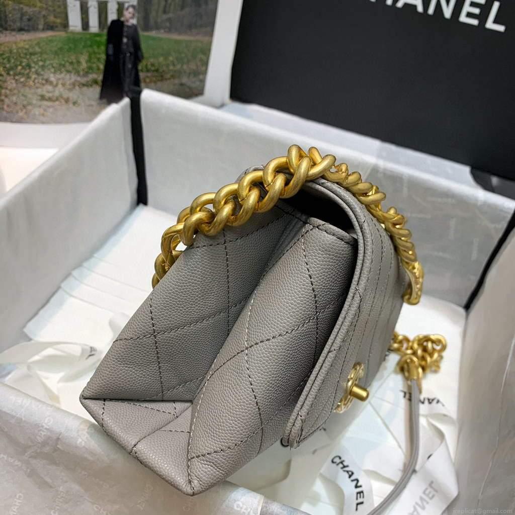 Chanel AS2711 Golden Chain Mini Flap Should Bag Grey