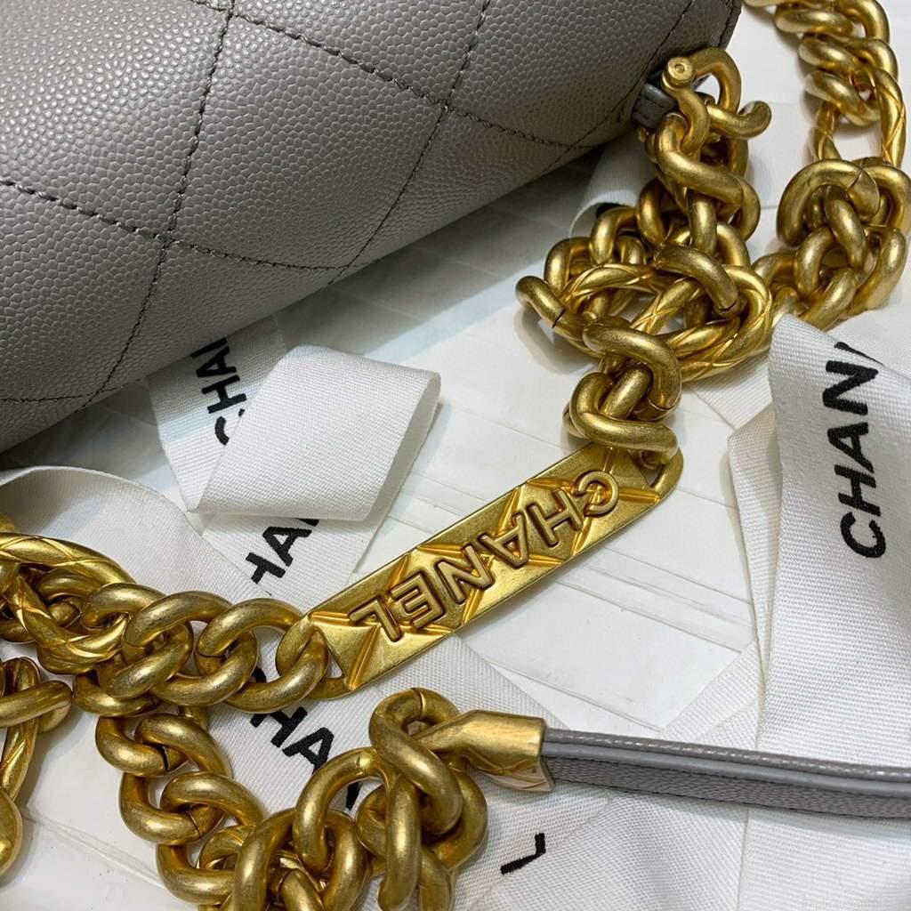 Chanel AS2711 Golden Chain Mini Flap Should Bag Grey