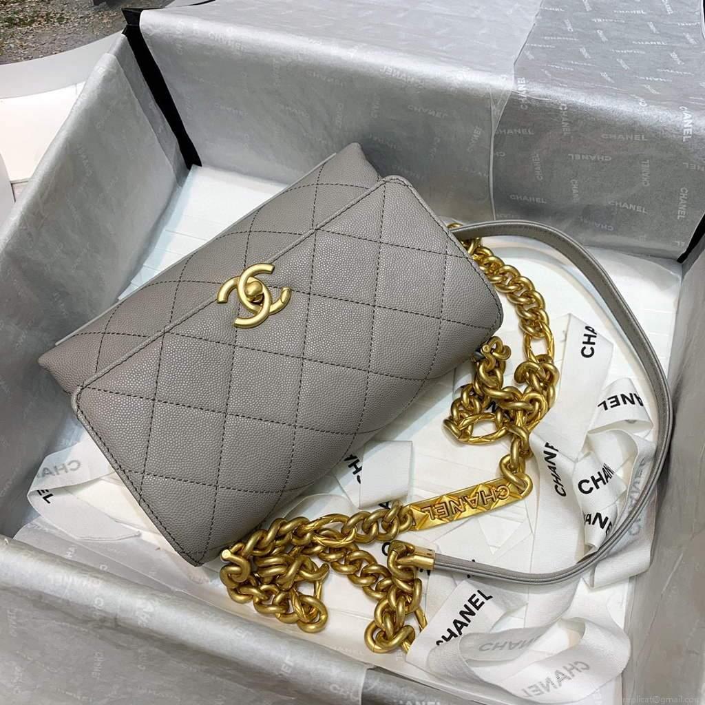 Chanel AS2711 Golden Chain Mini Flap Should Bag Grey
