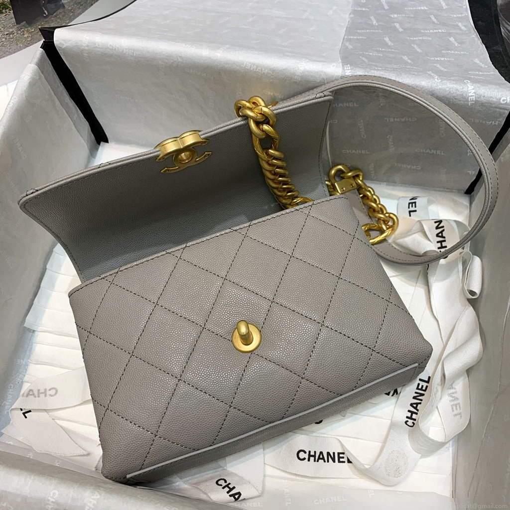 Chanel AS2711 Golden Chain Mini Flap Should Bag Grey