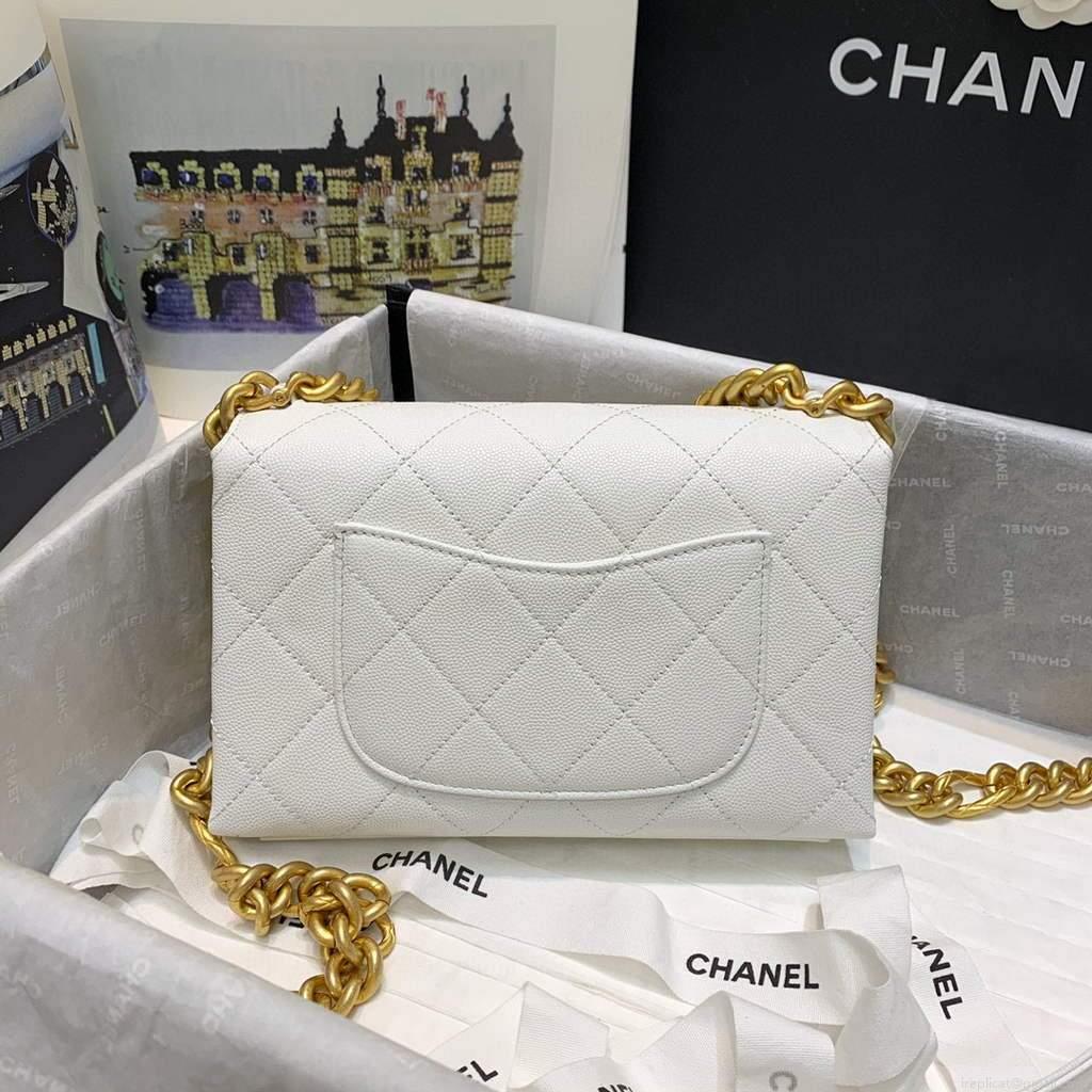 Chanel AS2711 Golden Chain Mini Flap Should Bag White