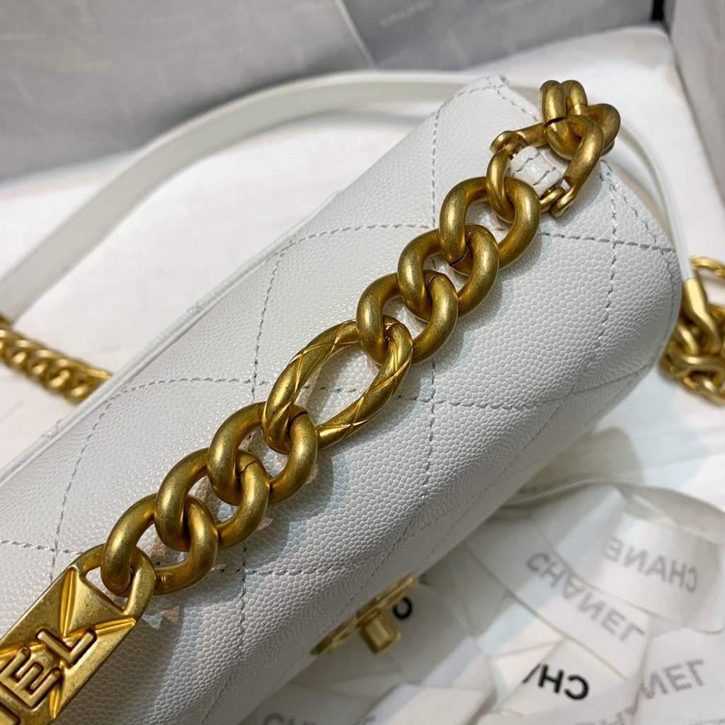 Chanel AS2711 Golden Chain Mini Flap Should Bag White