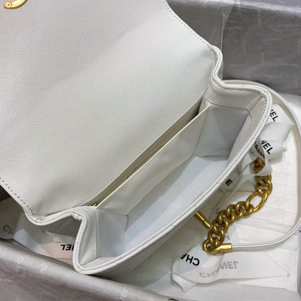 Chanel AS2711 Golden Chain Mini Flap Should Bag White