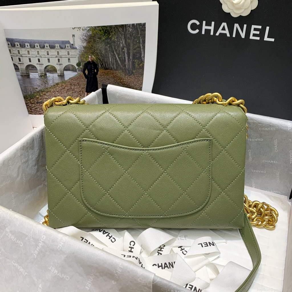Chanel AS2764 Golden Chain Flap Should Bag Green