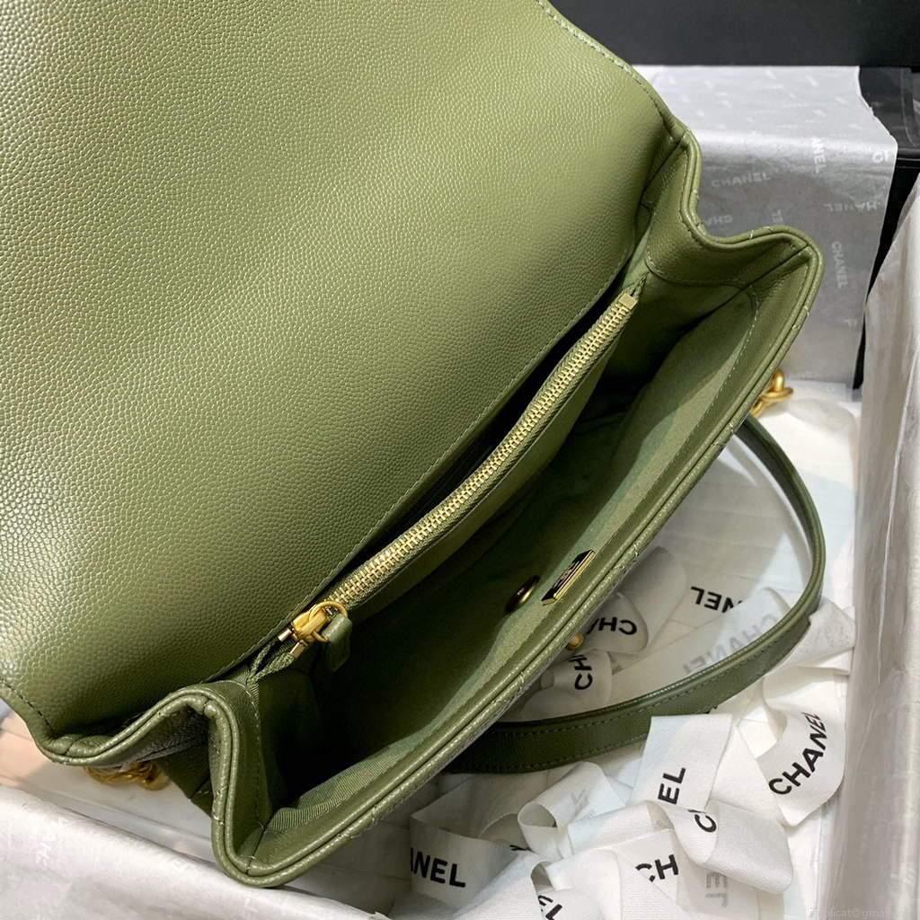 Chanel AS2764 Golden Chain Flap Should Bag Green