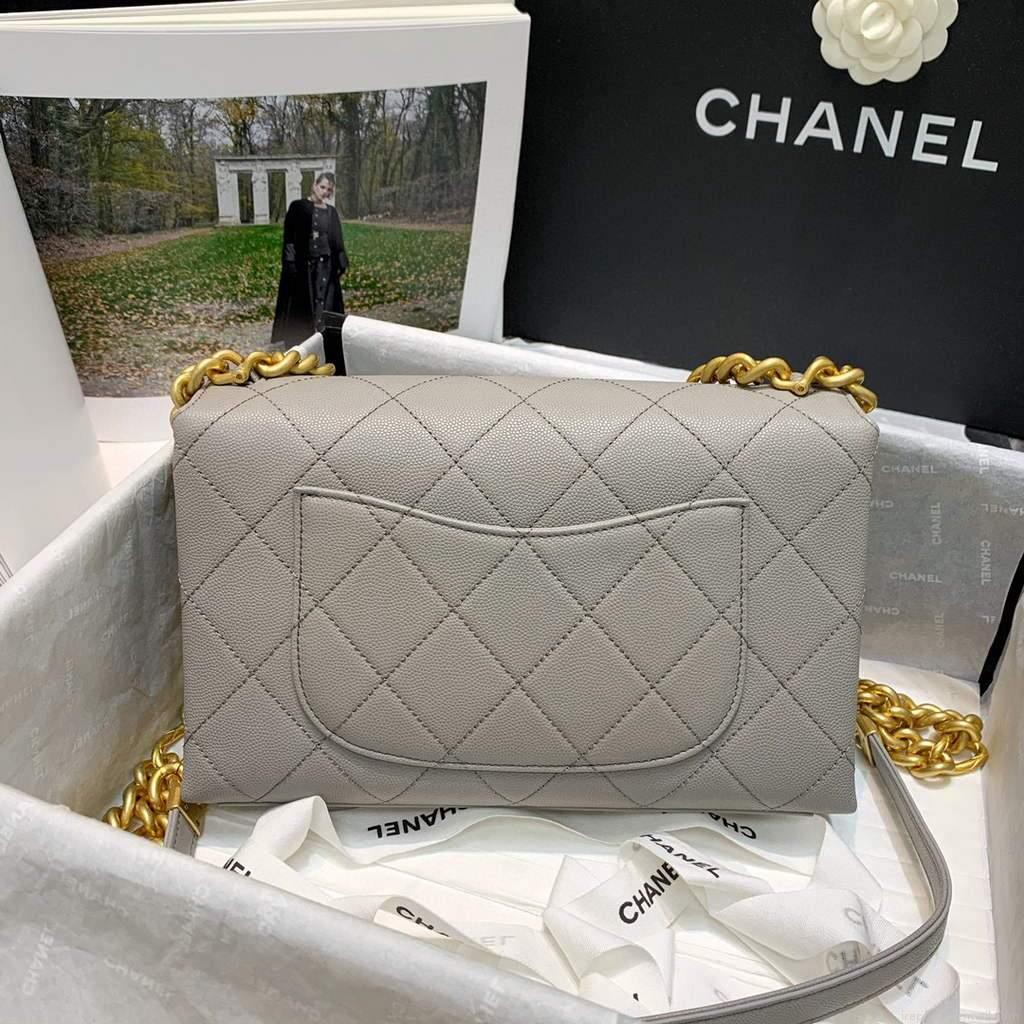 Chanel AS2764 Golden Chain Flap Should Bag Grey