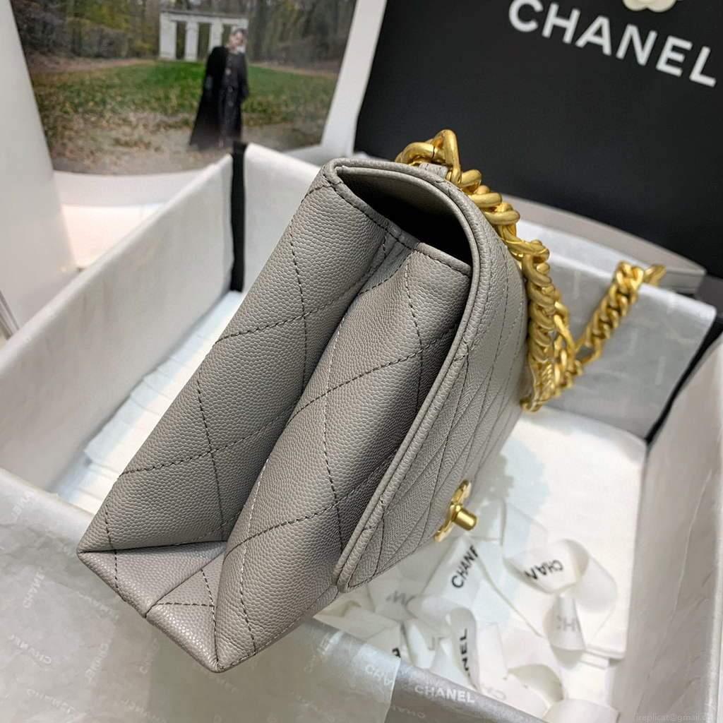 Chanel AS2764 Golden Chain Flap Should Bag Grey