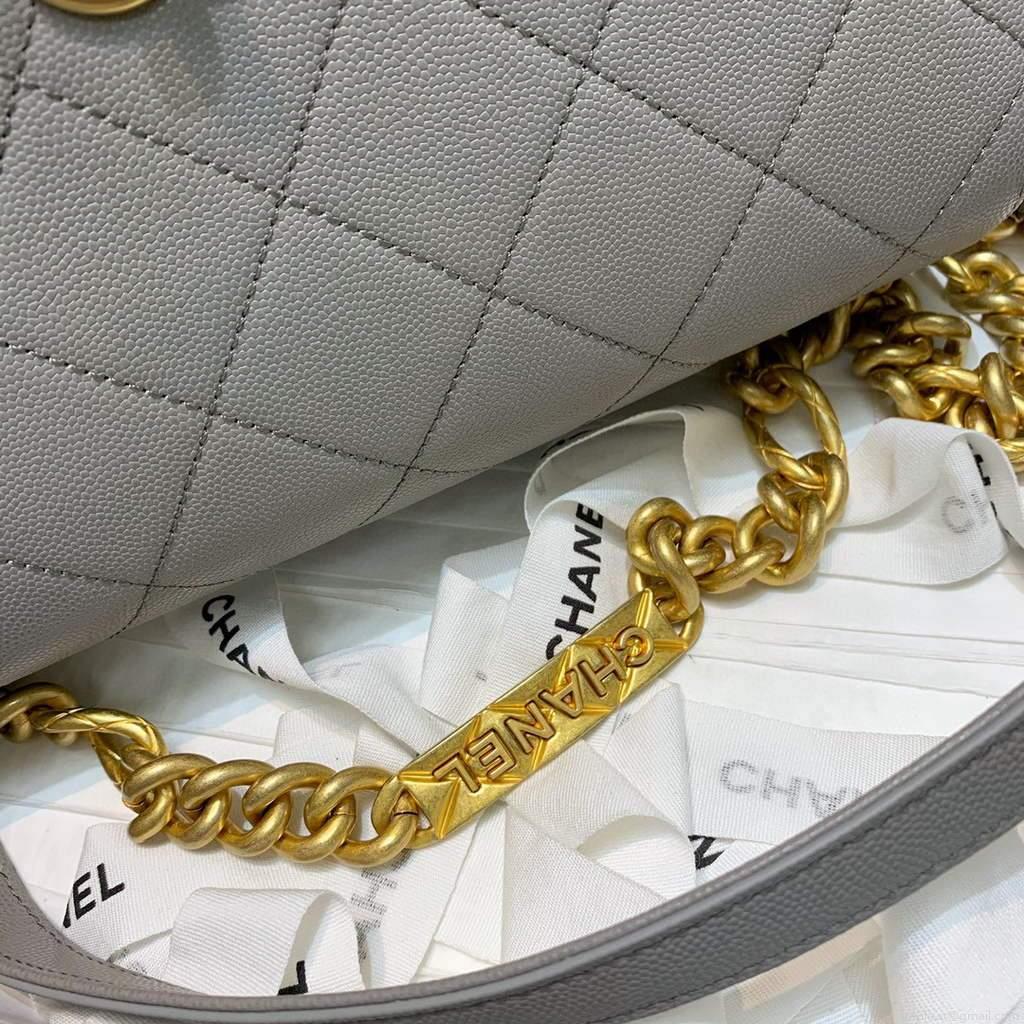 Chanel AS2764 Golden Chain Flap Should Bag Grey