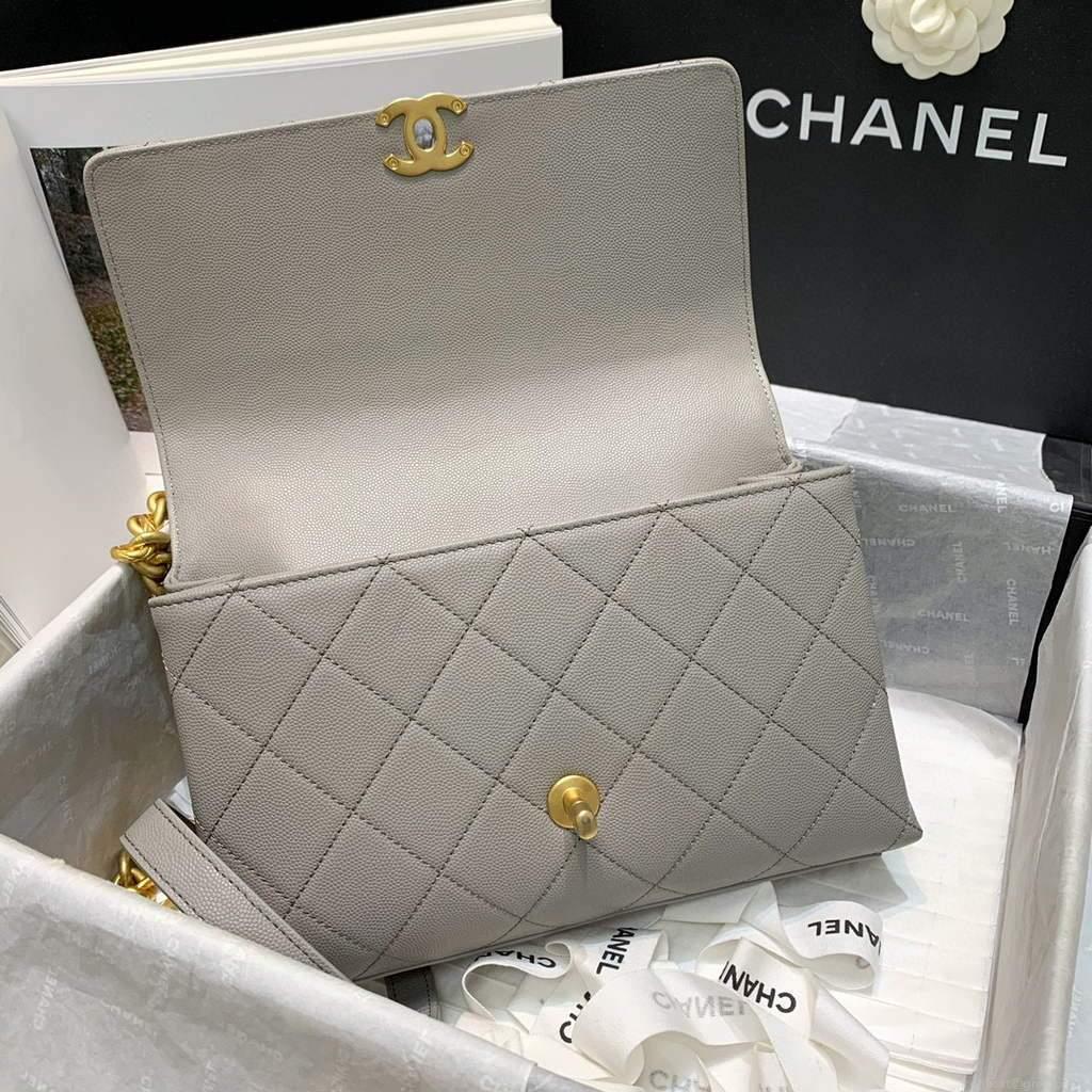 Chanel AS2764 Golden Chain Flap Should Bag Grey