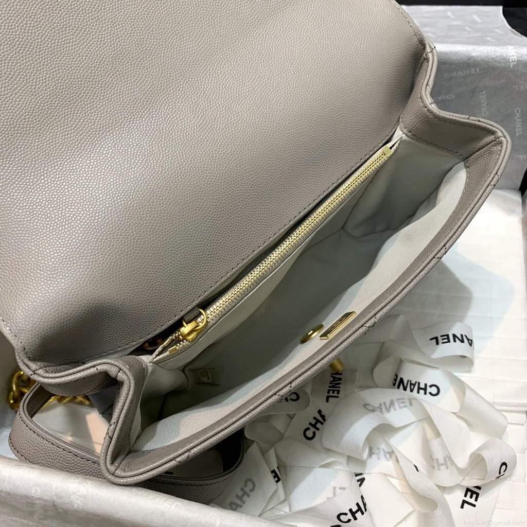 Chanel AS2764 Golden Chain Flap Should Bag Grey