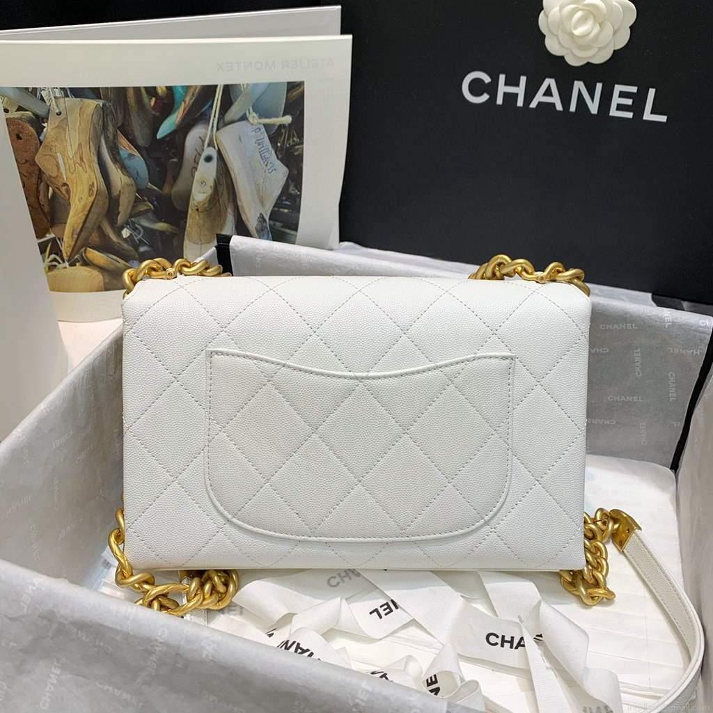 Chanel AS2764 Golden Chain Flap Should Bag White