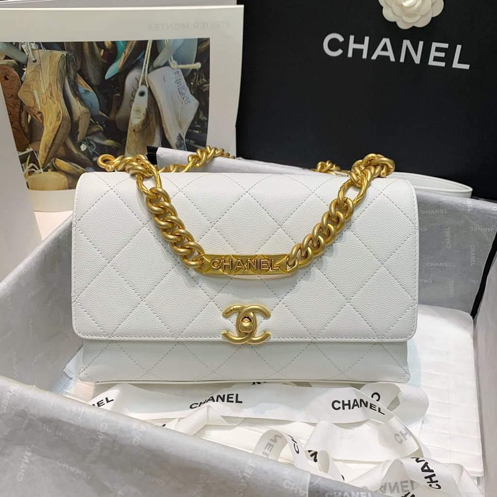 Chanel AS2764 Golden Chain Flap Should Bag White