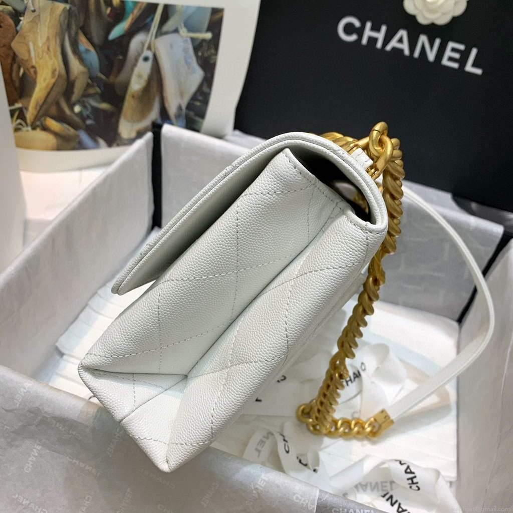 Chanel AS2764 Golden Chain Flap Should Bag White