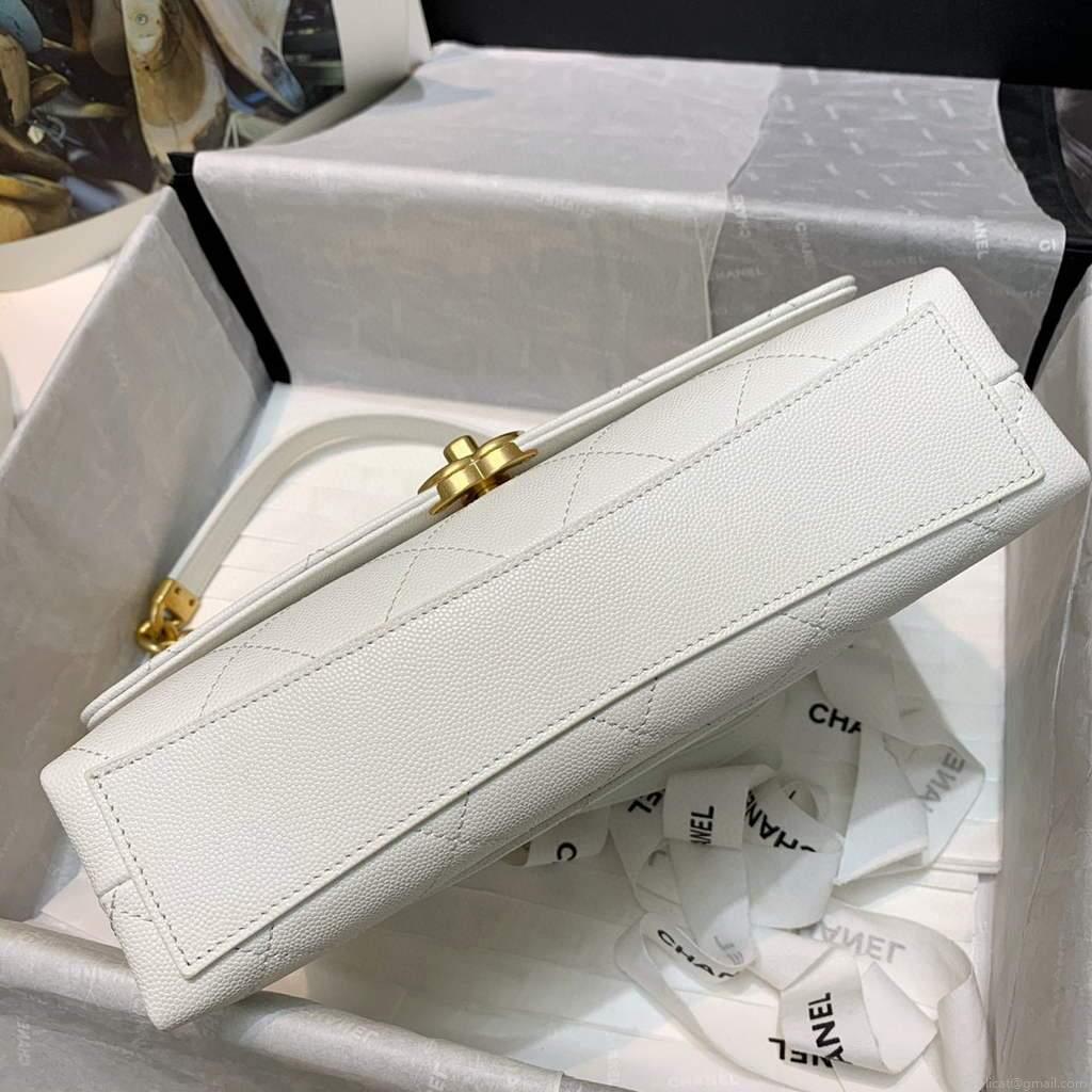 Chanel AS2764 Golden Chain Flap Should Bag White