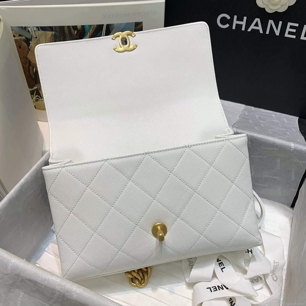 Chanel AS2764 Golden Chain Flap Should Bag White