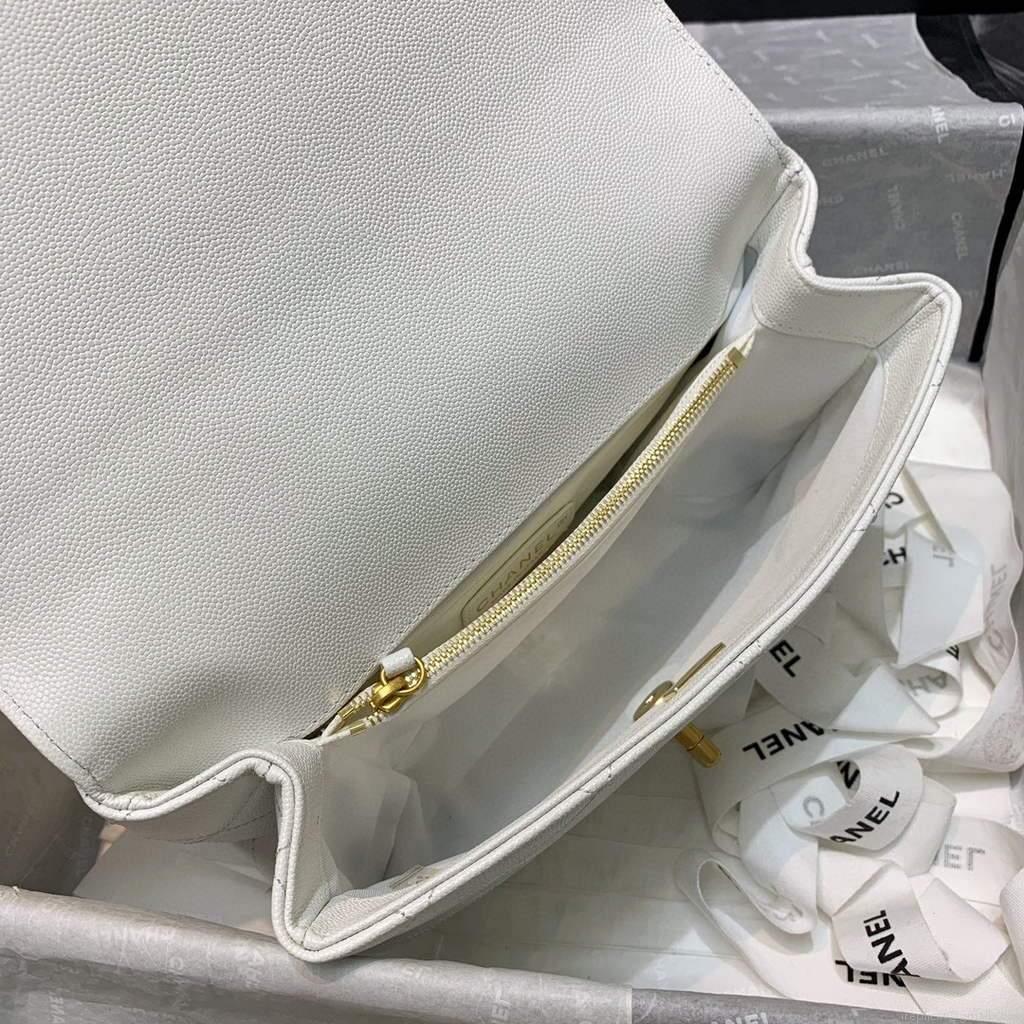 Chanel AS2764 Golden Chain Flap Should Bag White