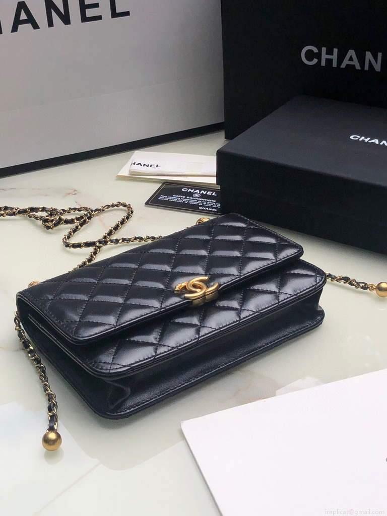 Chanel Shoulder Flap Mini Bag Lambskin AS2289 Black