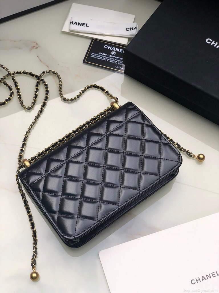 Chanel Shoulder Flap Mini Bag Lambskin AS2289 Black
