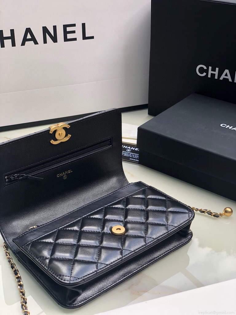 Chanel Shoulder Flap Mini Bag Lambskin AS2289 Black