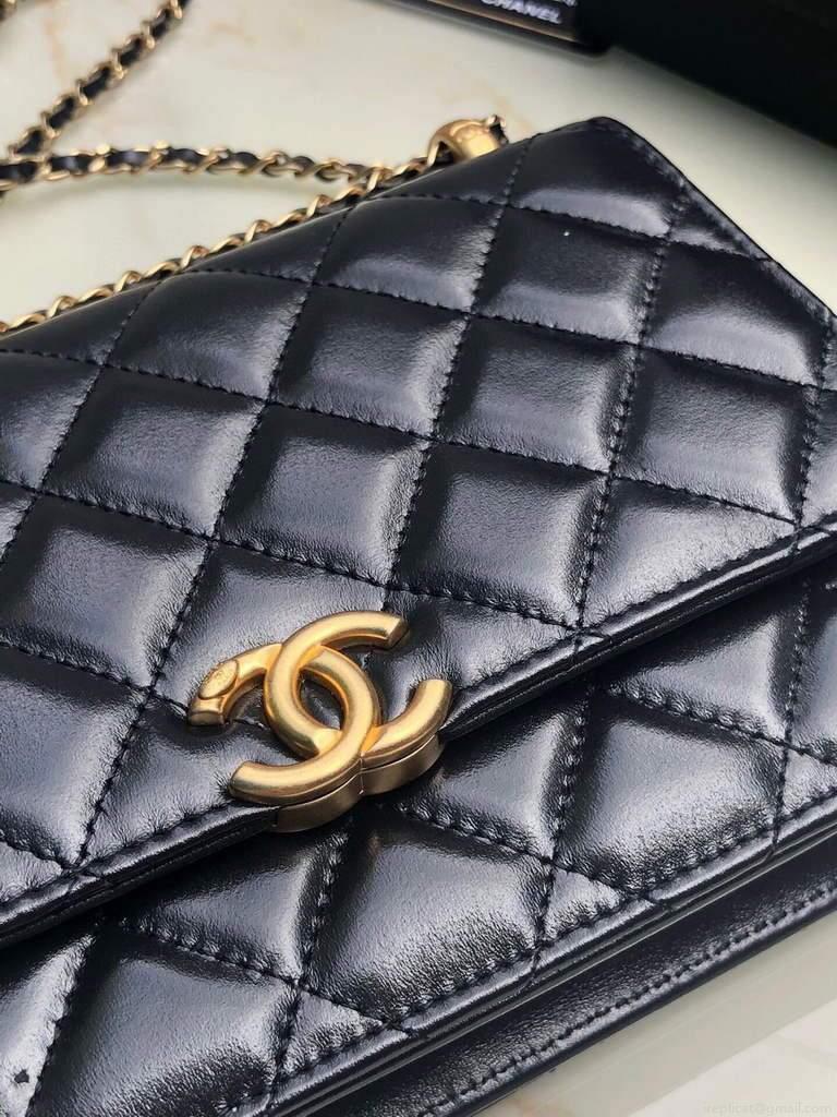 Chanel Shoulder Flap Mini Bag Lambskin AS2289 Black