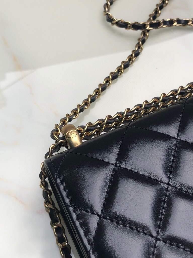 Chanel Shoulder Flap Mini Bag Lambskin AS2289 Black