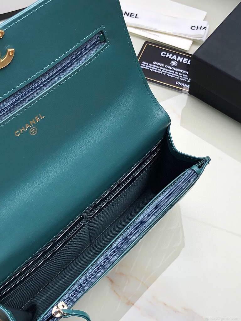 Chanel Shoulder Flap Mini Bag Lambskin AS2289 Green