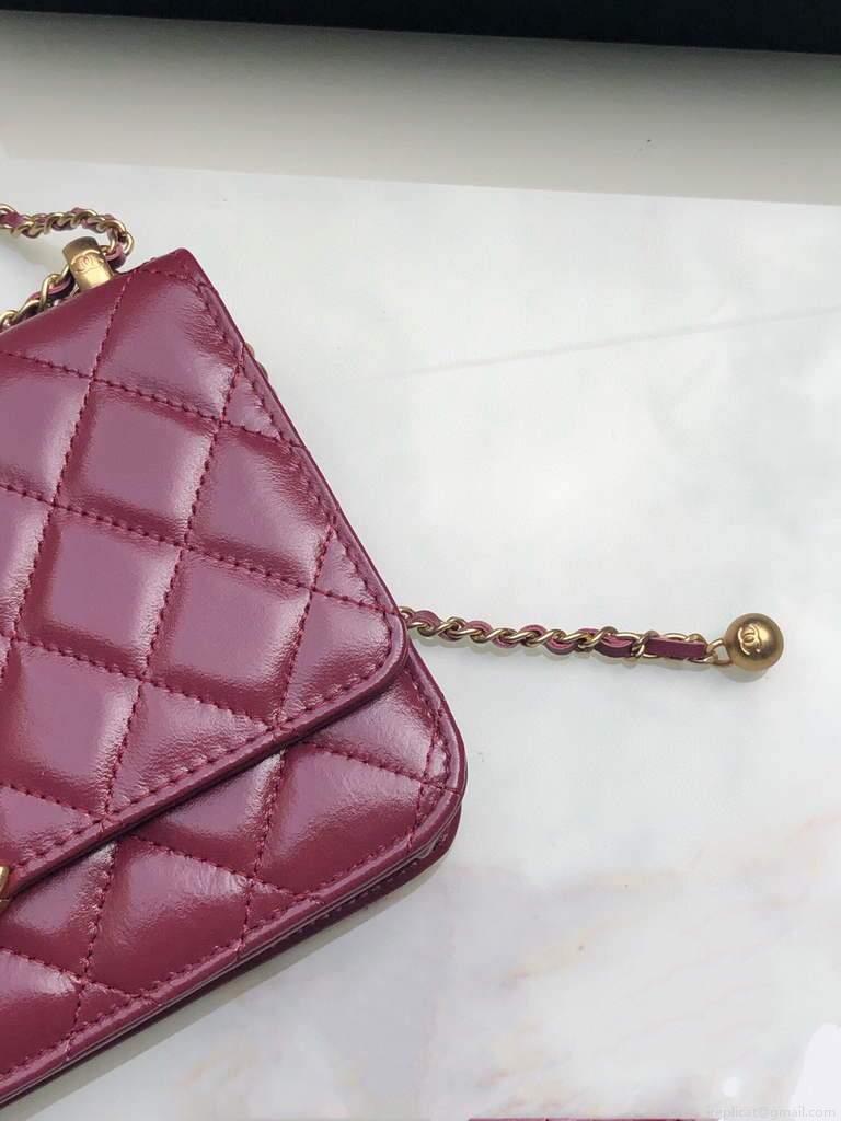 Chanel Shoulder Flap Mini Bag Lambskin AS2289 Wine Red