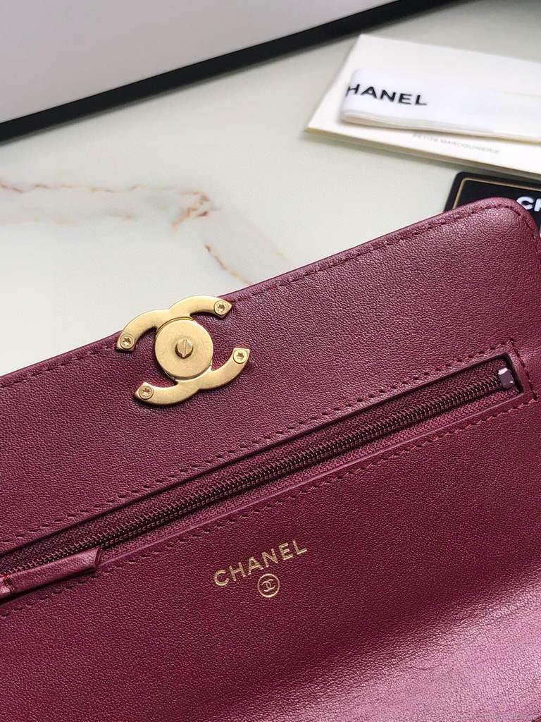Chanel Shoulder Flap Mini Bag Lambskin AS2289 Wine Red