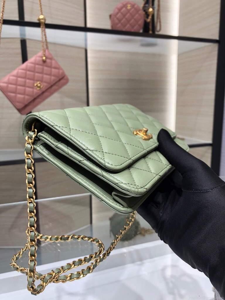 Chanel Wallet on Chain Lambskin AP1450 Light Green