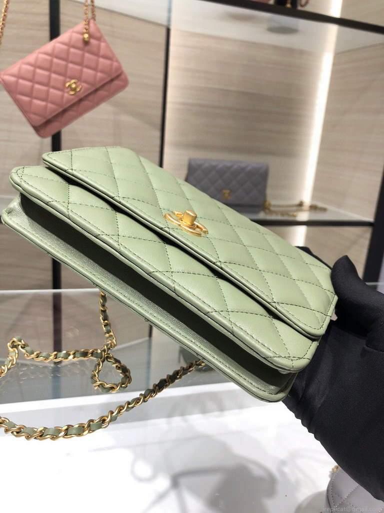Chanel Wallet on Chain Lambskin AP1450 Light Green