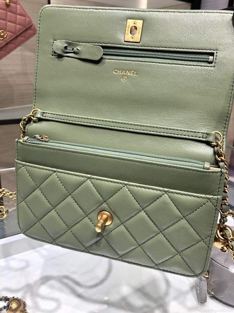 Chanel Wallet on Chain Lambskin AP1450 Light Green