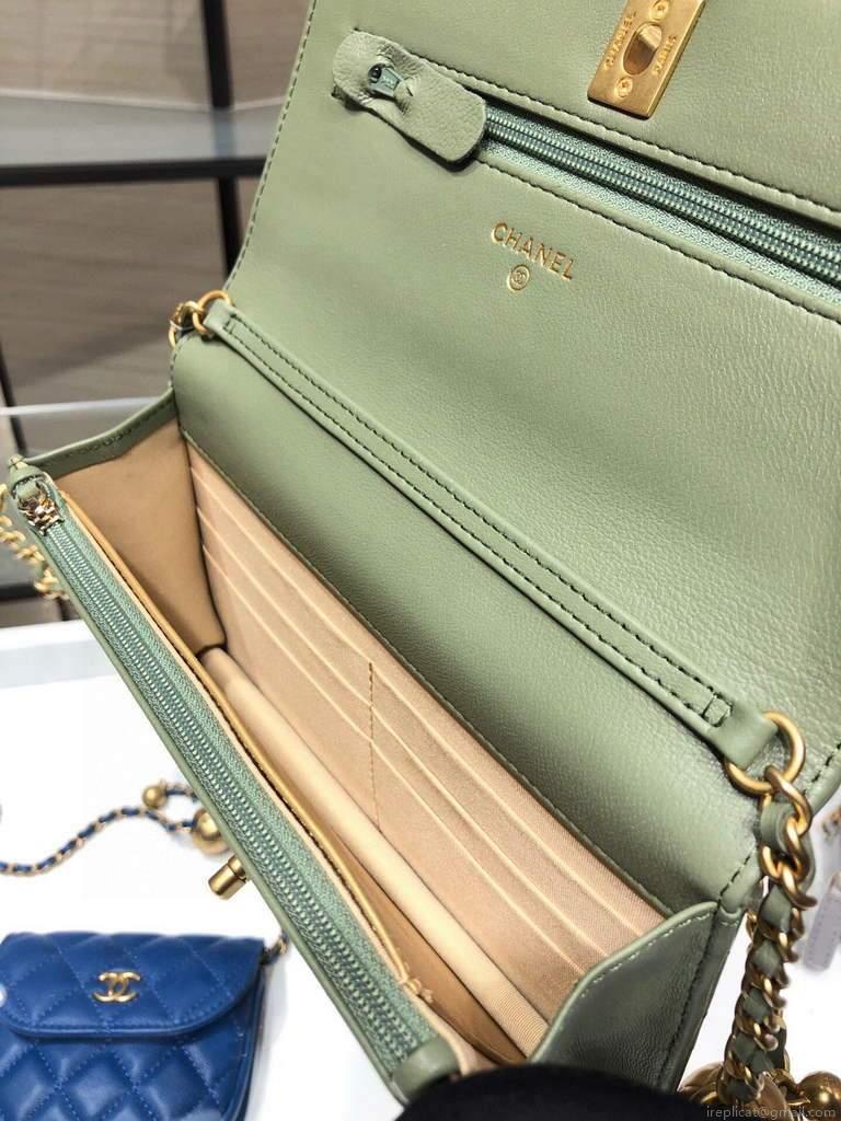 Chanel Wallet on Chain Lambskin AP1450 Light Green