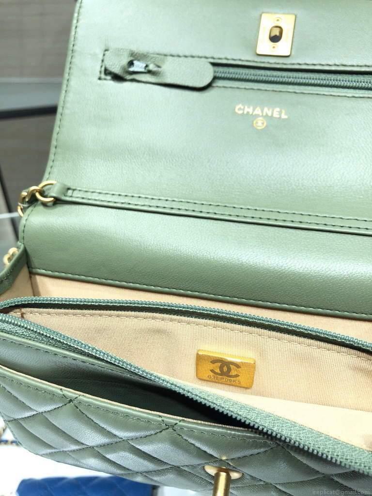 Chanel Wallet on Chain Lambskin AP1450 Light Green