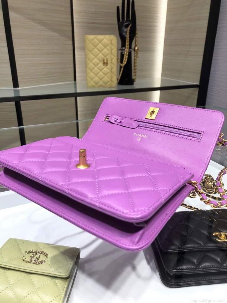 Chanel Wallet on Chain Lambskin AP1450 Purple