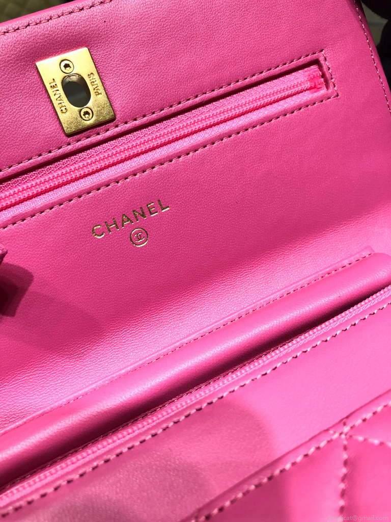 Chanel Wallet on Chain Lambskin AP1450 Rose Red
