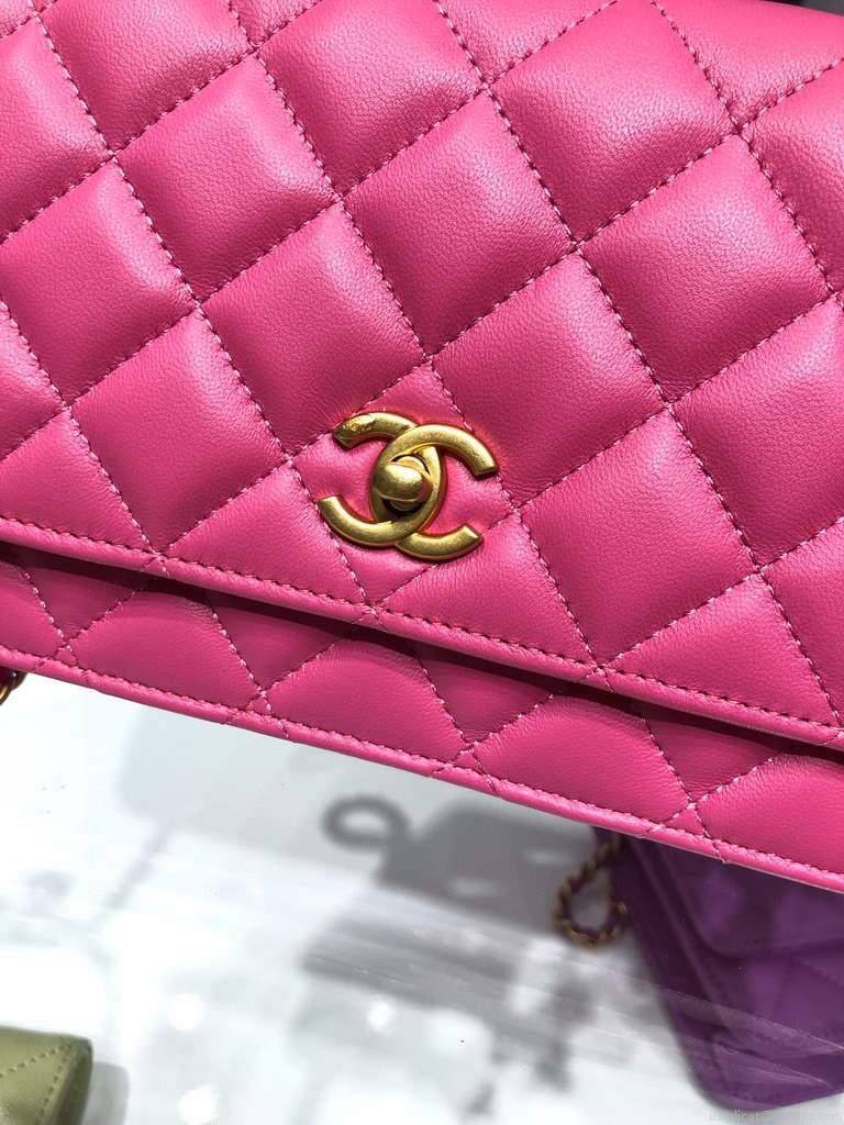 Chanel Wallet on Chain Lambskin AP1450 Rose Red